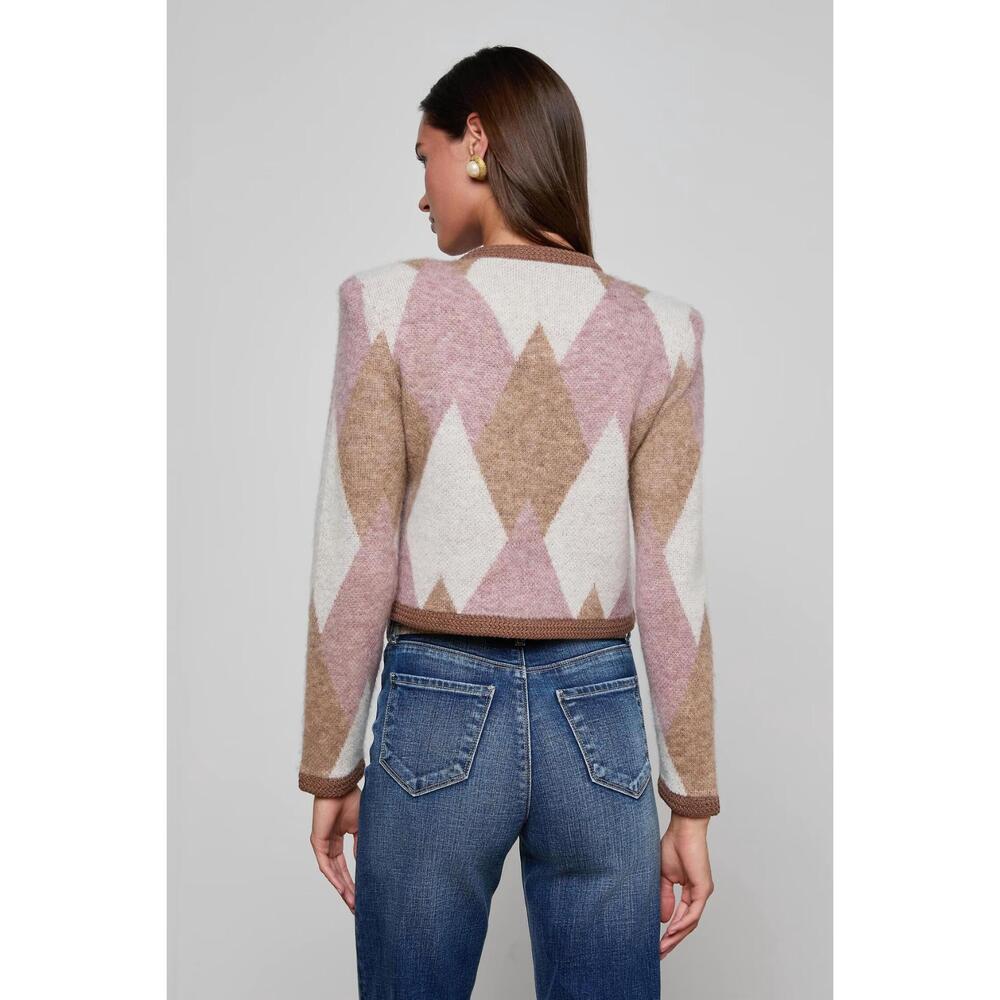 NEW L'AGENCE siobhan cardigan in natural mauve - Picture 4 of 6
